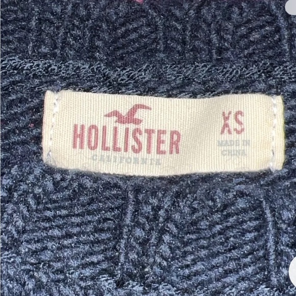Hollister Navy Blue Sweater Aztec Crew Neck Oversized Women's XS - Picture 2 of 6